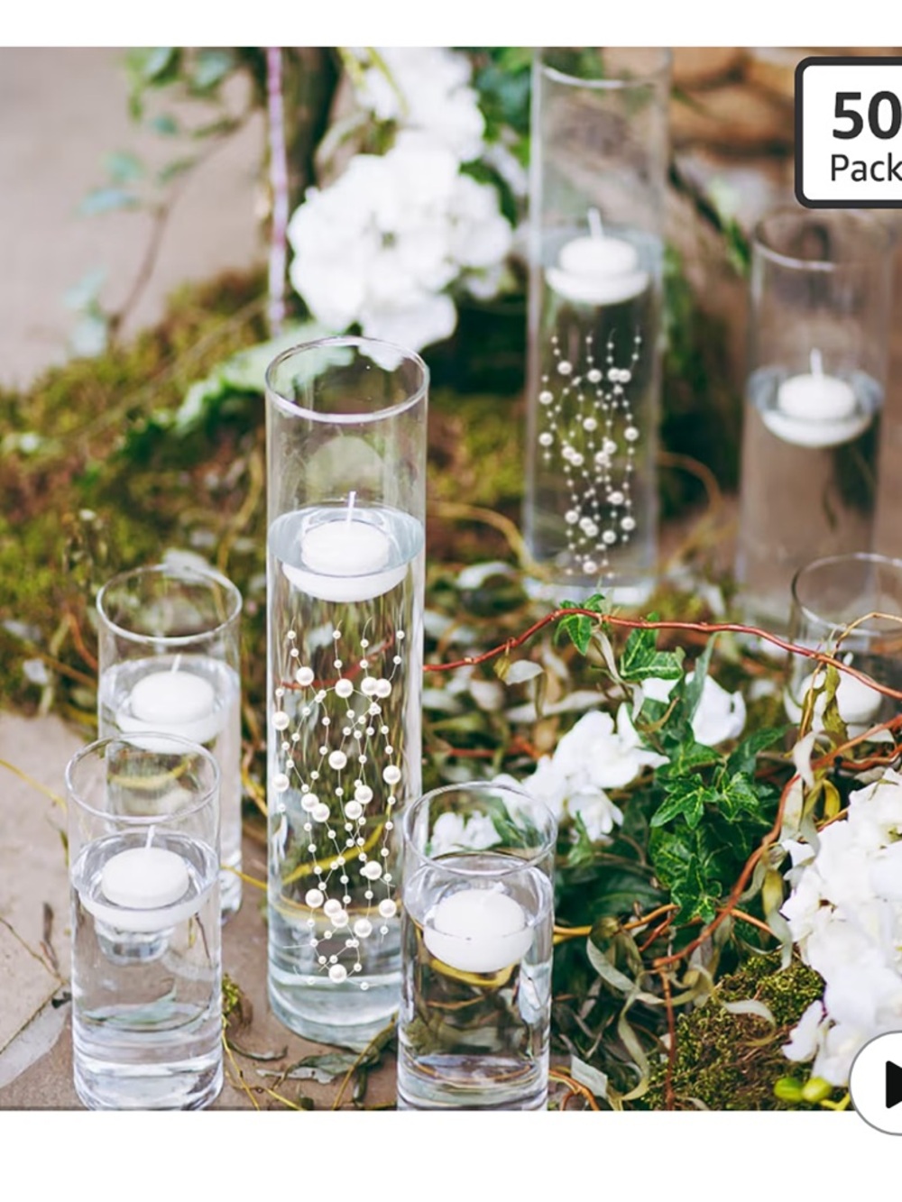 50Pcs Pearl Strings for Floating Candles